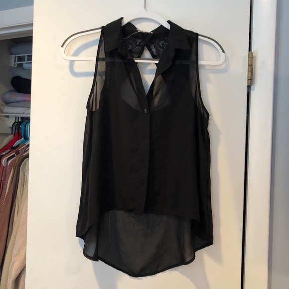 sheer black sleeveless top